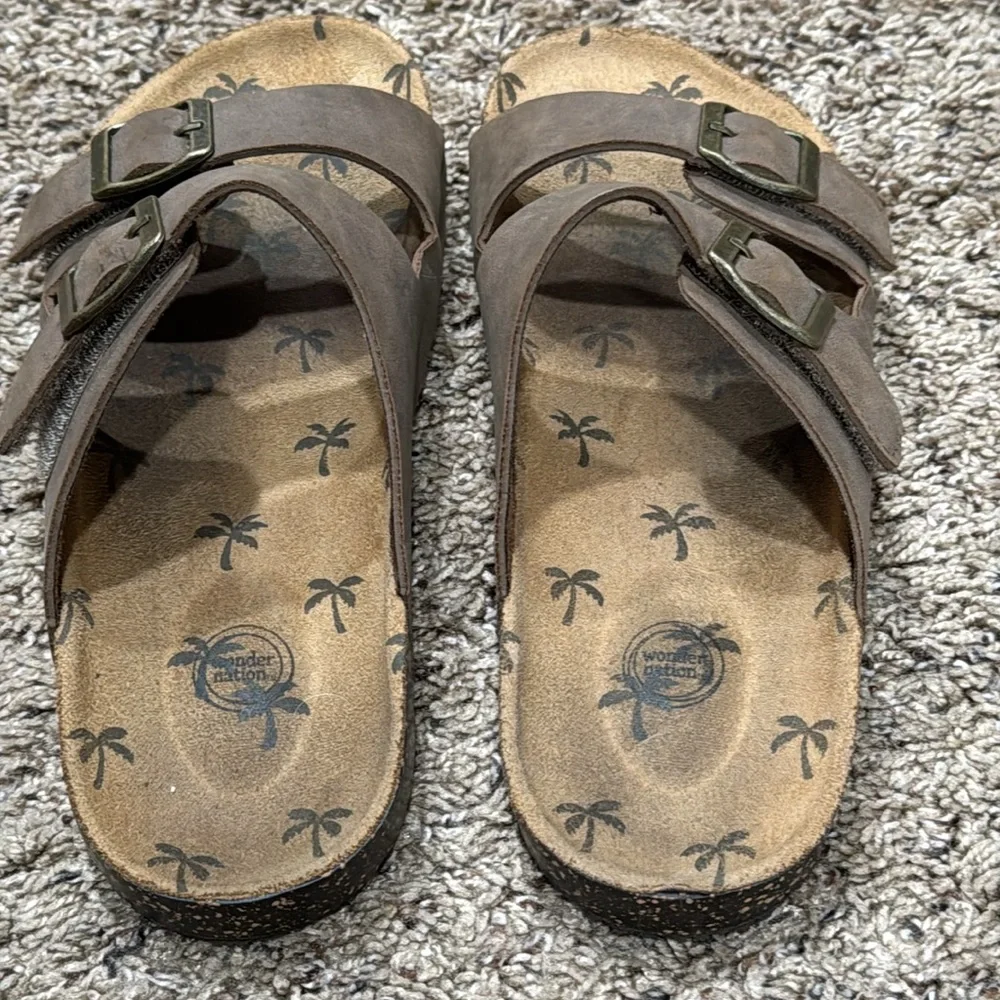 Wonder Nation Boys Double Buckle Footbed Sandals Size 5
